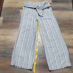 Free people linen blend wide leg striped crop pants